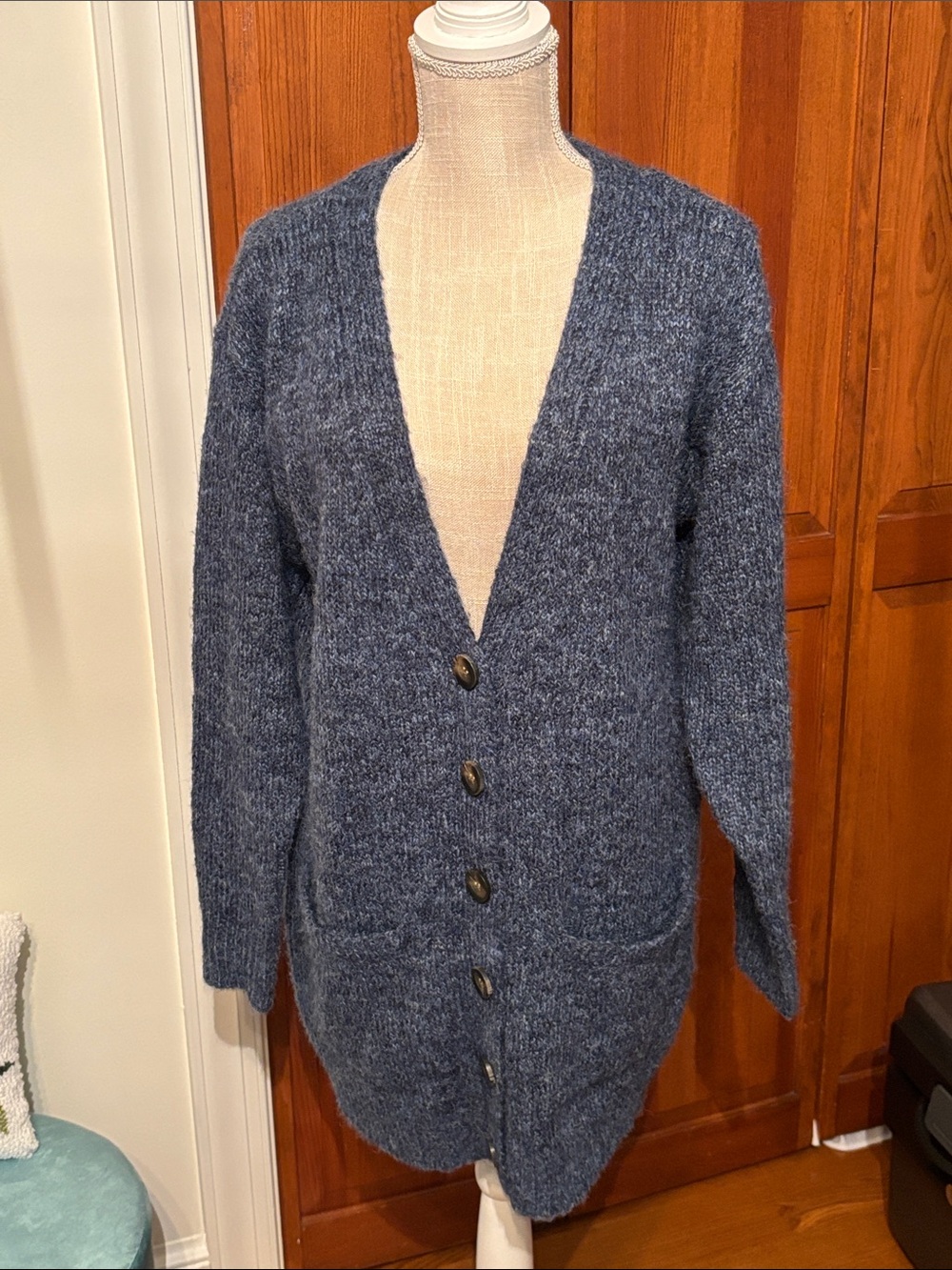 a.n.a Heathered Navy Blue Knit Sweater